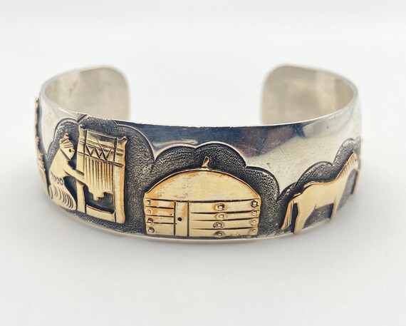 Simbolo Vintage Native American Navajo Sterling Silver & Gf Storyteller Bracelet Simbolo Vintage Native American Navajo Sterling Silver & Gf Storyteller Bracelet