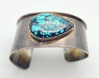 アクセサリー Navajo Gary Reeves Turquoise Bangle Navajo Bracelet by Gary Reeves, Sterling and Carico Lake Turquoise