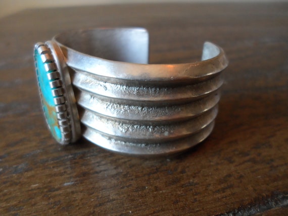 Tufa Cast Sterling Silver and Turquoise Cuff Brac… - image 3