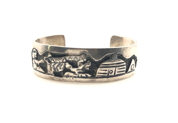NAVAJO Tom and Sylvia Kee 12KG シルバーバングル Tom and Sylvia Kee Navajo Sterling Silver Storyteller