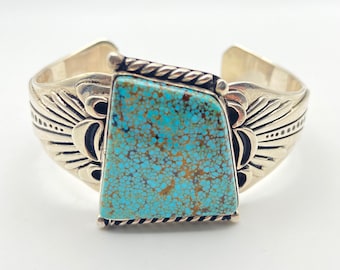 Steven Begay Navajo Bracelet, High Grade Kingman Turquoise and Sterling Silver Cuff