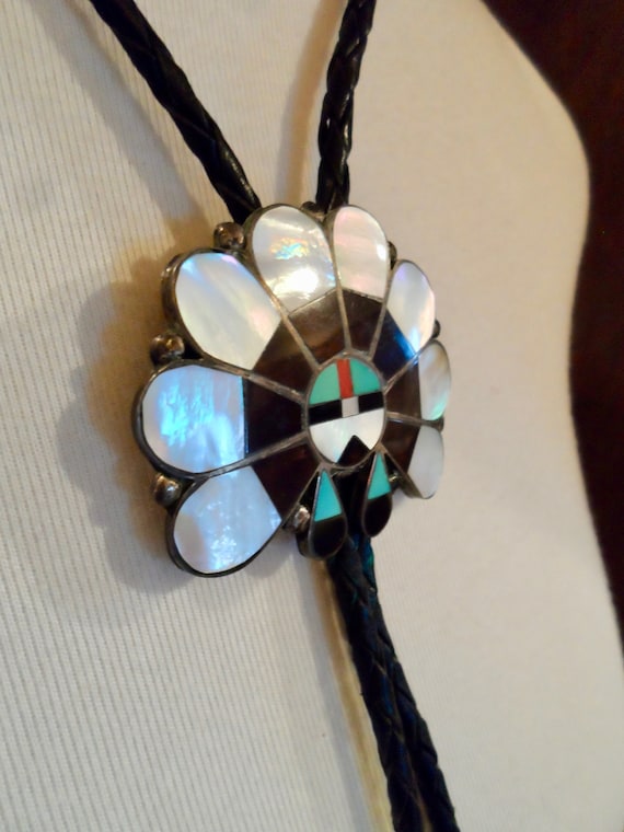Striking Vintage Native American Zuni Blue Gem Turquoise Sterling Silver Sunface Necklace Striking Vintage Native American Zuni Blue Gem Turquoise Sterling Silver Sunface Necklace