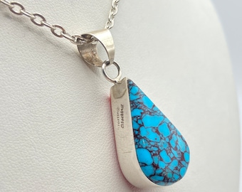 Important Larry Castillo Vintage Native American Navajo Turquoise Opal Sterling Silver Necklace Important Larry Castillo Vintage Native American Navajo Turquoise Opal Sterling Silver Necklace