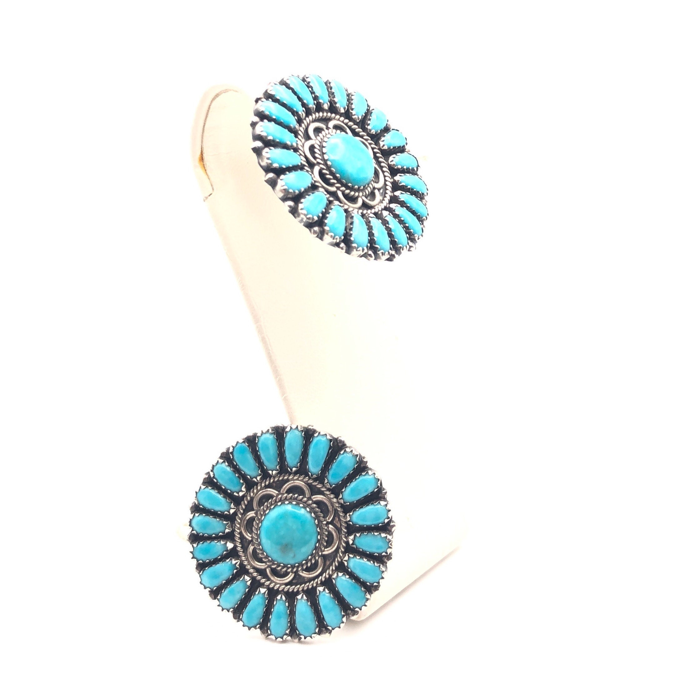アクセサリー indian jewelry navajo Zaita Begay Silver & Turquoise Navajo Cluster Earrings by Zeita Begay