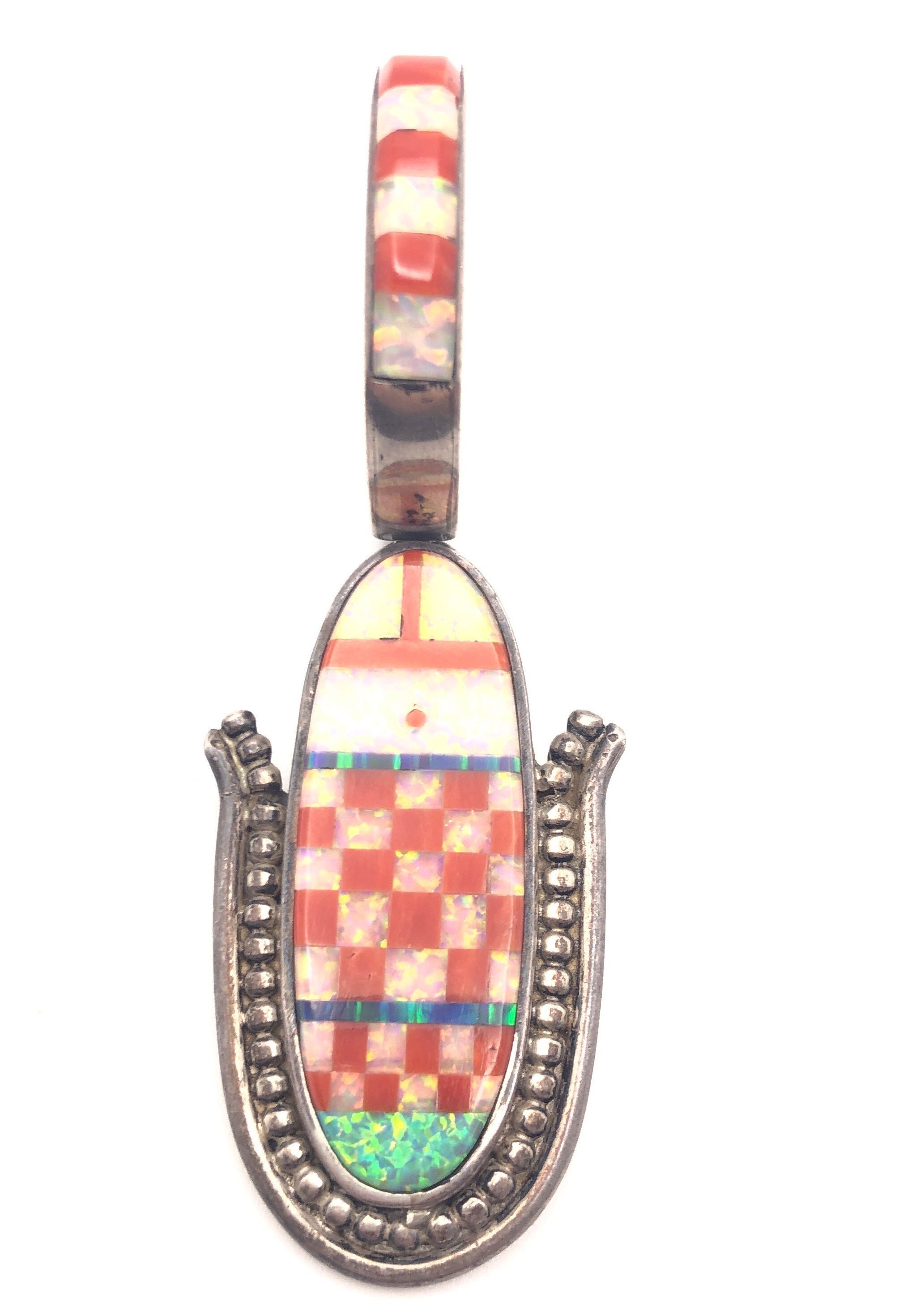 Important Rick Laselute Vintage Native American Zuni Turquoise Coral Sterling Silver Necklace Important Rick Laselute Vintage Native American Zuni Turquoise Coral Sterling Silver Necklace
