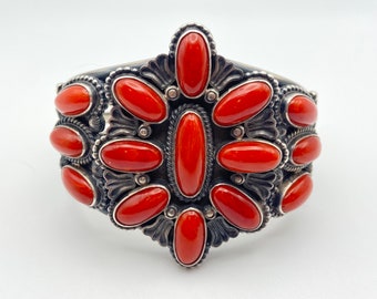Tommy Jackson Coral and Sterling Silver Cuff Bracelet