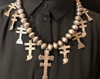 Mike Bird-Romero Handmade Navajo Sterling Silver Dragonfly and Cross Necklace