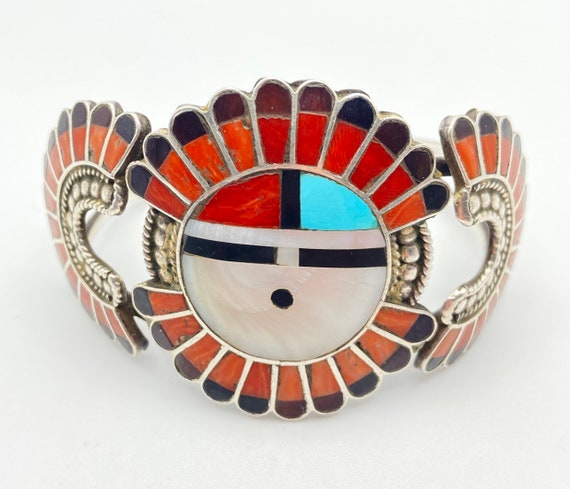 Turquoise Sun Vintage Zuni Native American Sterling Silver Bracelet Old Turquoise Sun Vintage Zuni Native American Sterling Silver Bracelet Old