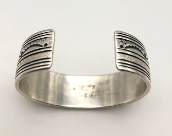 Navajo Stamped Sterling Silver Cuff Bracelet - Etsy