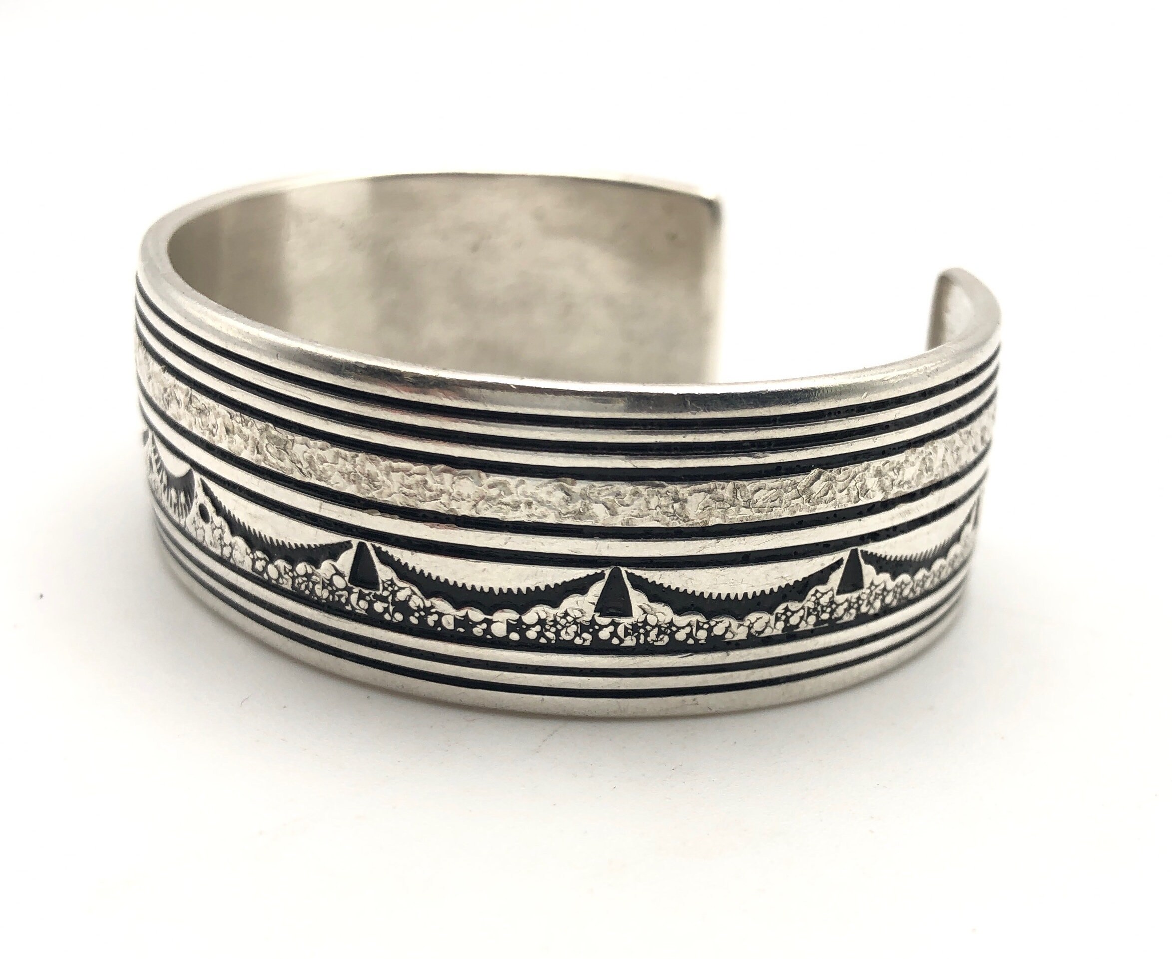 SILVER925 NAVAJO BRACELET/シルバー/ブレスレット Handmade Native American Navajo Plain Stamped Sterling