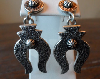Mary Tom Navajo Textured Sterling Silver Dangle Earrings