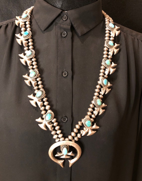 Amazing Animal Vintage Native American Jewelry Navajo Sterling Silver Squash Blossom Necklace Old Amazing Animal Vintage Native American Jewelry Navajo Sterling Silver Squash Blossom Necklace Old