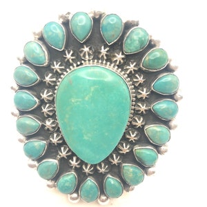 Teresa Daniels Navajo Sterling Silver and Turquoise Ring - size 11 (adjustable)