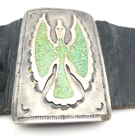 Navajo Vtg ペヨーテバードチップインレイ SterlingSilver Navajo Vtg ペヨーテバードチップインレイ SterlingSilver