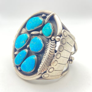 Philip Tso Vintage Native American Navajo Morenci Turquoise Sterling Silver Bracelet Philip Tso Vintage Native American Navajo Morenci Turquoise Sterling Silver Bracelet