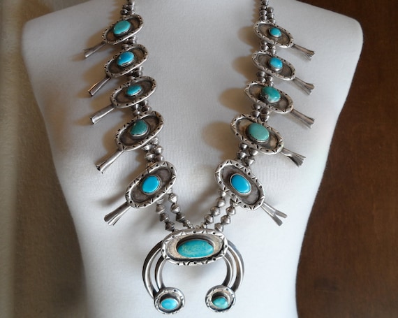 Glorious Vintage Native American Zuni Turquoise Sunface Sterling Silver Necklace Glorious Vintage Native American Zuni Turquoise Sunface Sterling Silver Necklace