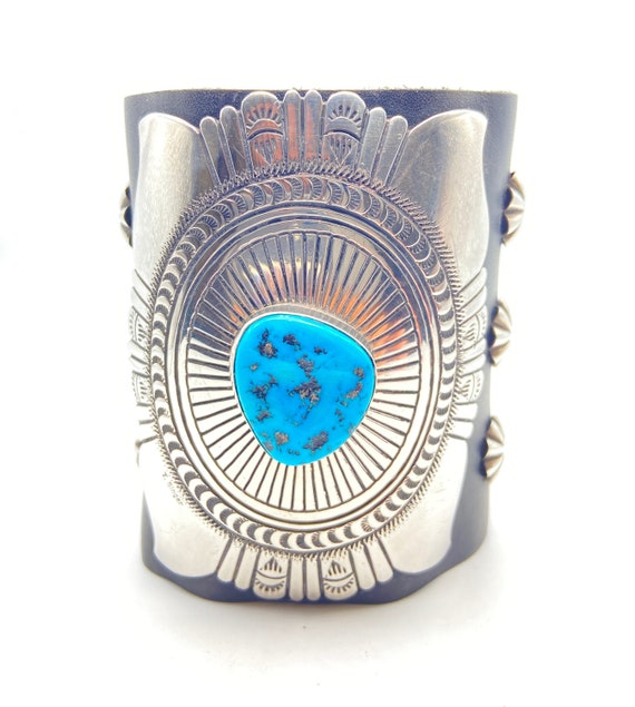 Very Rare Vintage Native American Navajo Thomas Singer Turquoise Sterling Silver Bracelet Ketoh Very Rare Vintage Native American Navajo Thomas Singer Turquoise Sterling Silver Bracelet Ketoh