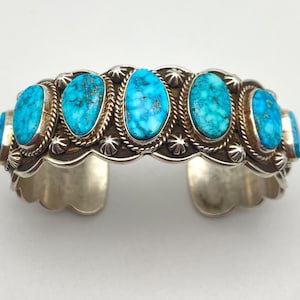 Delbert Delgarito Birdseye Kingman Turquoise Sterling Silver Cuff Bracelet