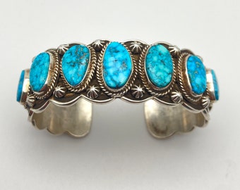 Delbert Delgarito Birdseye Kingman Turquoise Sterling Silver Cuff Bracelet