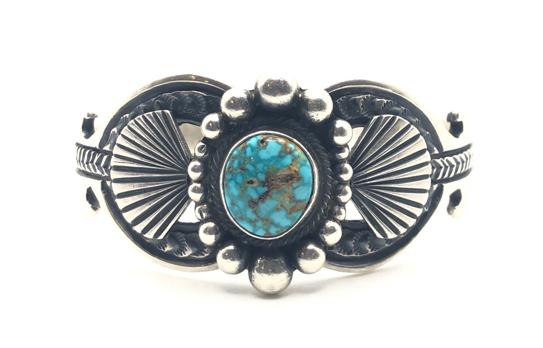 Dave Benally Native American Navajo Pilot Mountain Turquoise Sterling Silver Bracelet Dave Benally Native American Navajo Pilot Mountain Turquoise Sterling Silver Bracelet