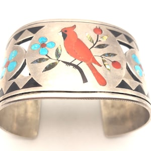 Important Vintage Native American Zuni Ray Edaakie Turquoise Coral Sterling Silver Bracelet Important Vintage Native American Zuni Ray Edaakie Turquoise Coral Sterling Silver Bracelet