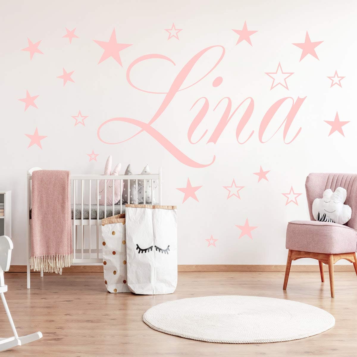 20 personalisiert Pink Sterne Farben Rosa Namen Mint Grau Flieder Lila Sticker AA120 Wandtattoo Kinderzimmer Türkis....Wall Viele