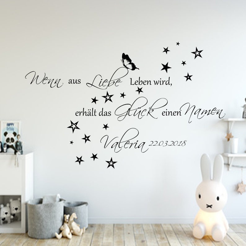 Wall Tattoo Wall Sticker Nursery When Out Of Love Life Date And Name Boy Girl