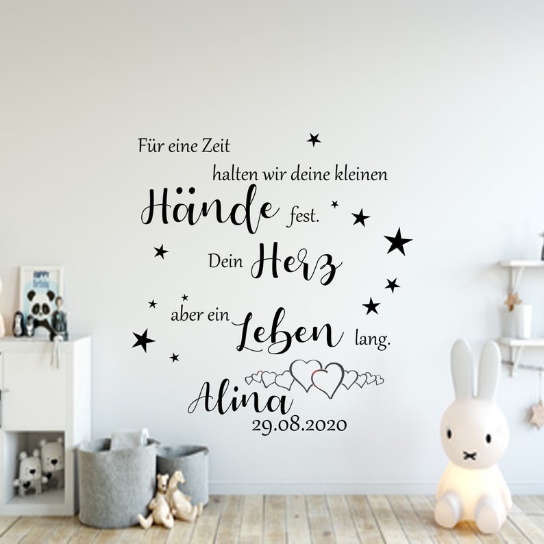 Baby Wandtattoo Für eine Zeit halten wir deine kleinen Hände Etsy.de