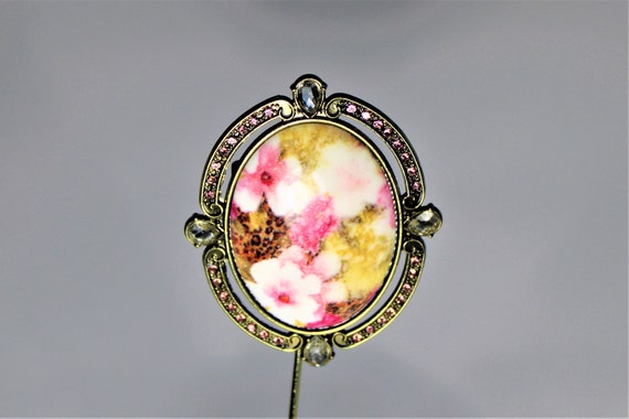 Vintage Leopard Print Floral Brooch - image 3