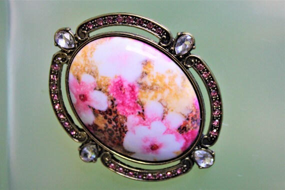 Vintage Leopard Print Floral Brooch - image 2