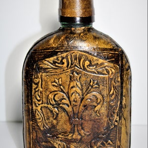 Vintage Leather Wrapped Glass Bottle Decanter