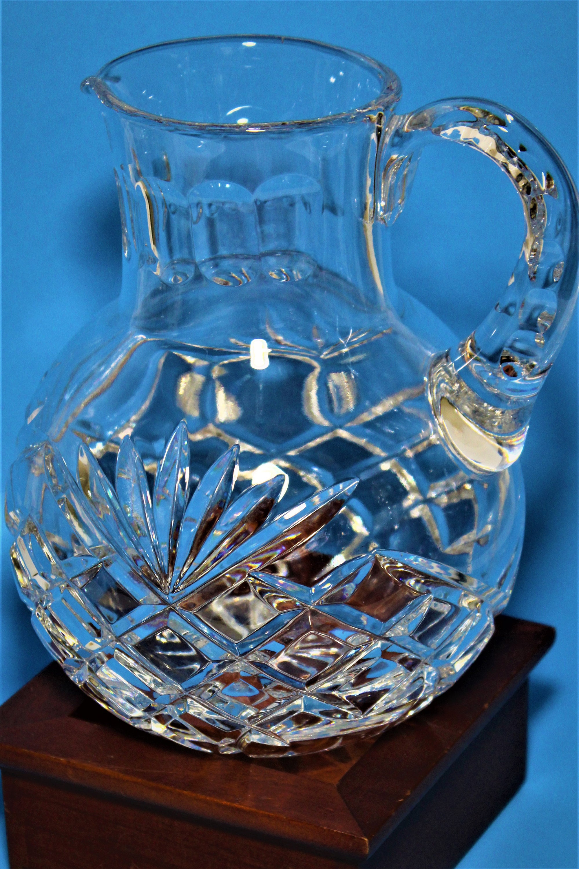 Vintage Lead Cut Clear Crystal Pitcher Etsy