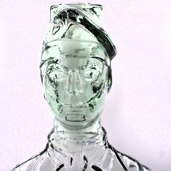 Vintage Green Glass Man Shaped  Figural Bottle