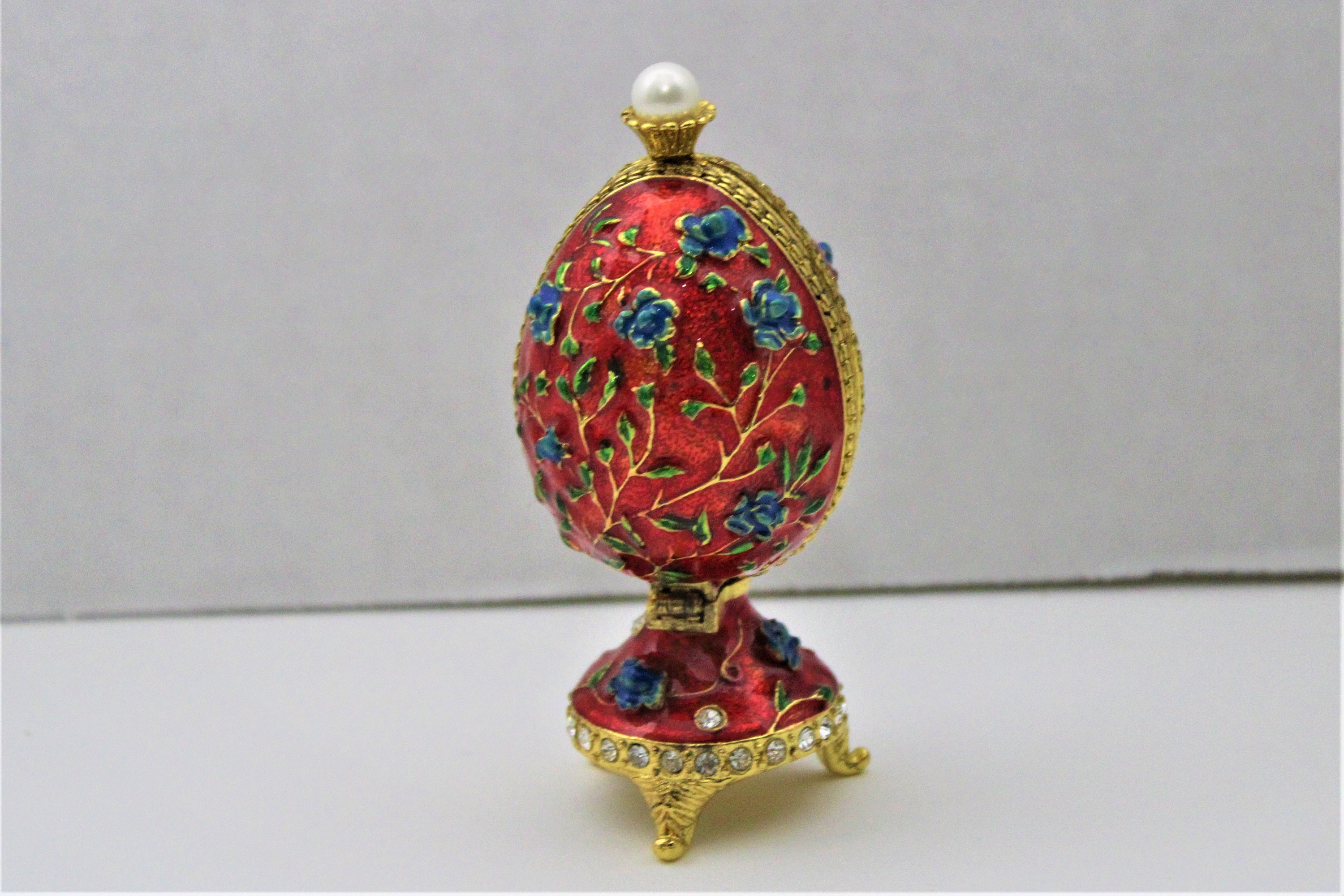 Vintage Egg Shaped Trinket Jewelry Box Etsy