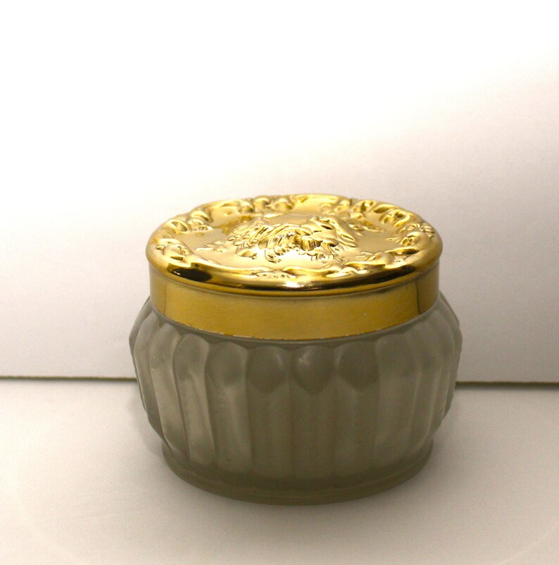 Vintage Estee Lauder Powder Vanity Jar Frosted Glass With Gold Tone ...
