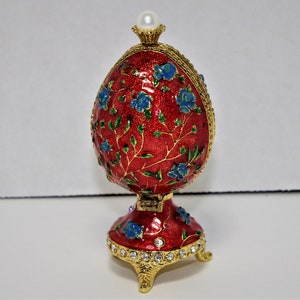 Vintage Egg Shaped Trinket Jewelry Box