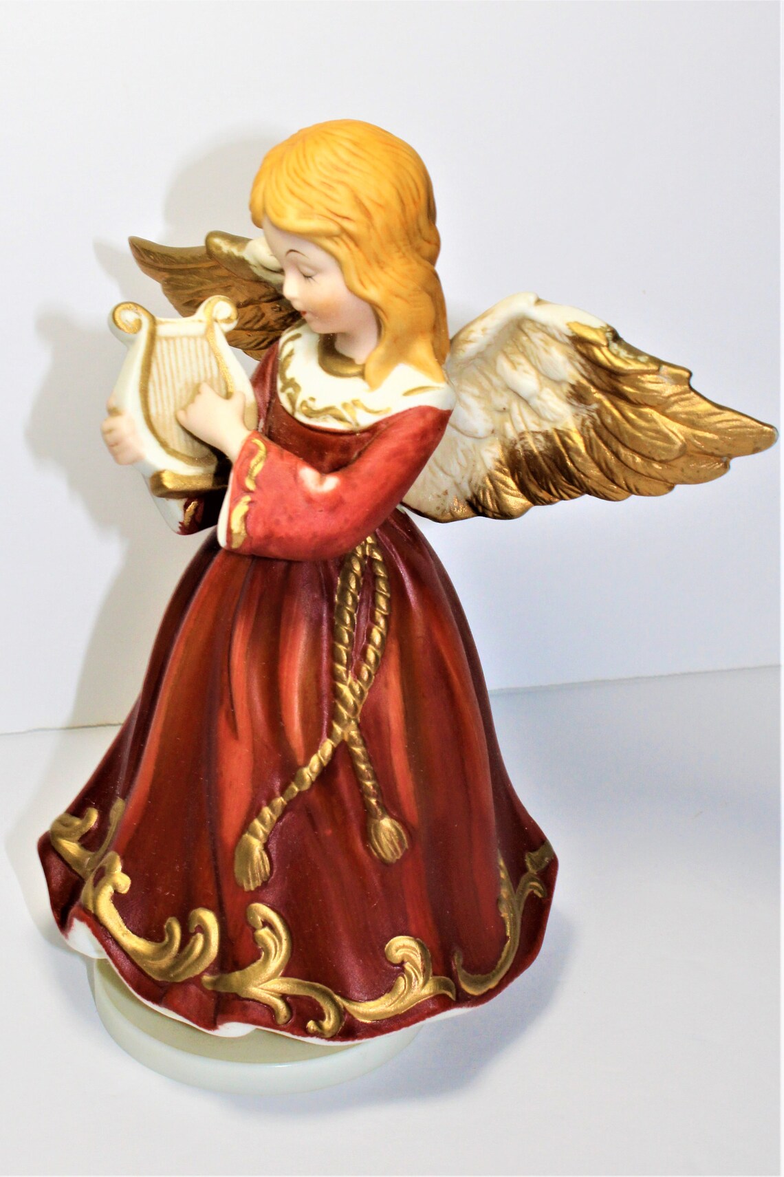 Vintage Bisque Ceramic Angel Musical Box Do Not Over Wind Etsy