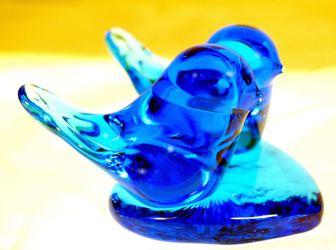 Terra Studios Blown Glass Bluebird of Happiness Signed 1989 - Etsy