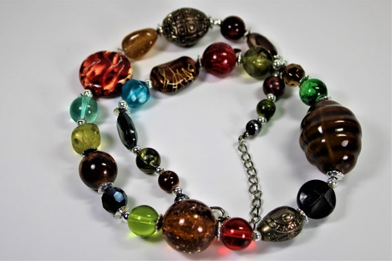Vintage Mixed Media Beaded Necklace - image 1