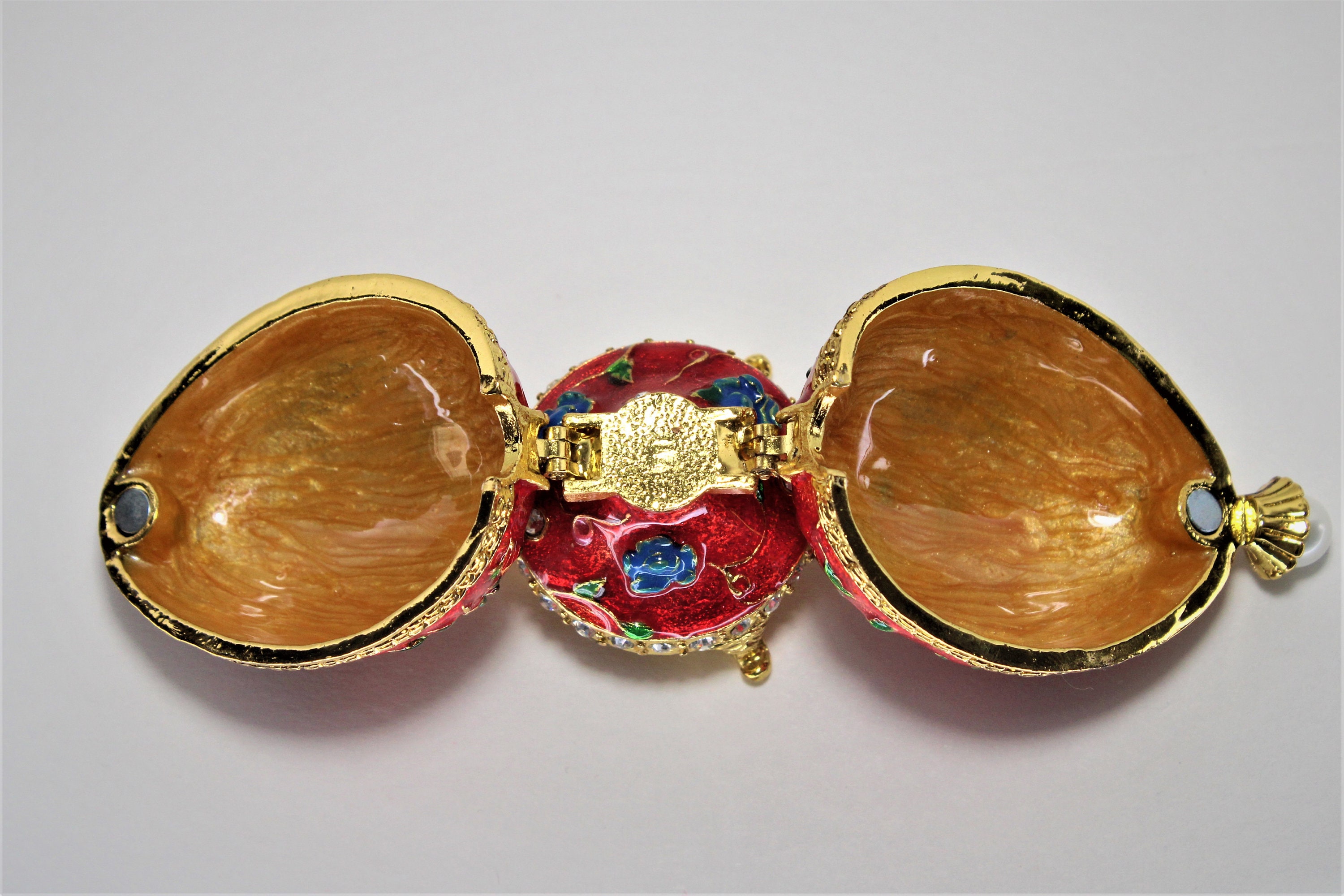 Vintage Egg Shaped Trinket Jewelry Box Etsy