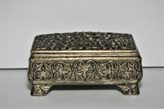 Vintage Silver Tone Japanese Trinket Jewelry Box - Etsy