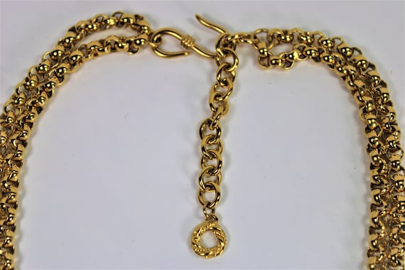 Estate Statement Designer Gold Plated Necklace Bl… - image 4