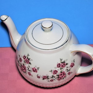 Vintage  English Ellgreave Of Wood & Sons Porcelain Teapot With Roses