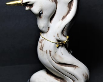 Por Cer Art Ceramic Unicorn Figurine Vintage Hand Made