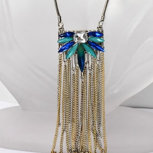 Vintage Rhinestone Flower Waterfall Pendant Necklace