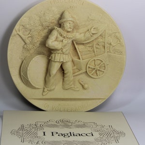 Alabaster Sculptural Plate I Pagliacci Studio Dante Di Volteradici  Limited Edition Collectible Plate