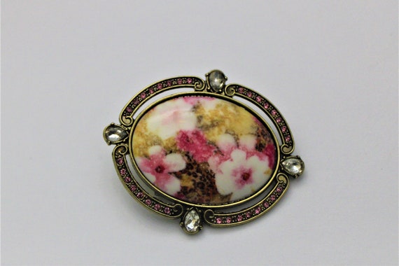 Vintage Leopard Print Floral Brooch - image 8