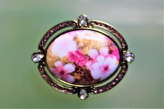 Vintage Leopard Print Floral Brooch - image 1