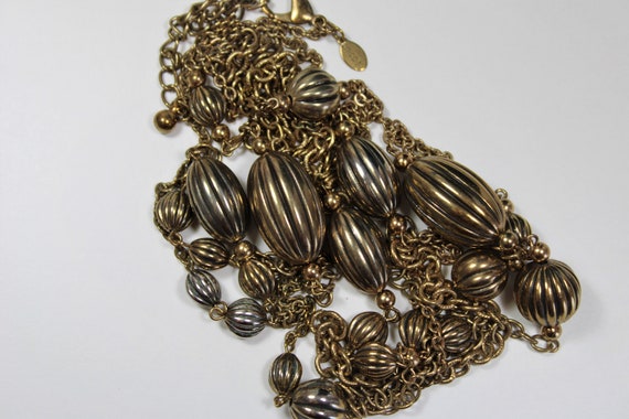 Vintage Chicos Brass Gold Tones Bead Multi-Strand… - image 2