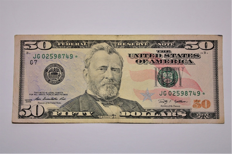 Star Note 50 Dollar Bill Etsy